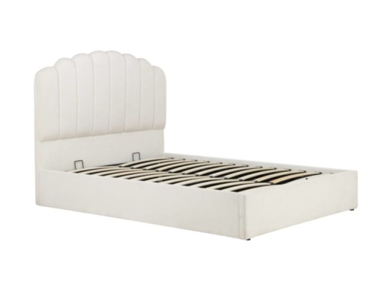 Birlea Monaco 4ft6 Double White Boucle Fabric Ottoman Bed
