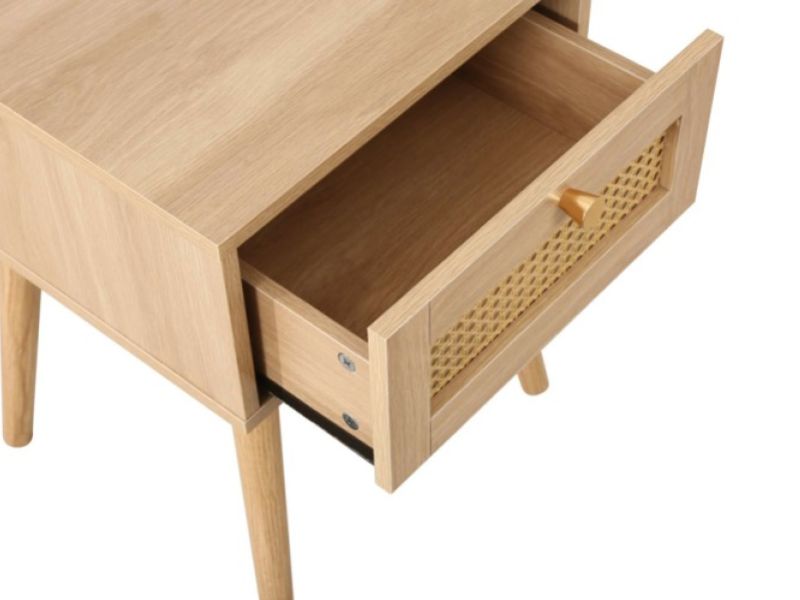 Birlea Croxley Rattan And Oak Finish 1 Drawer Bedside