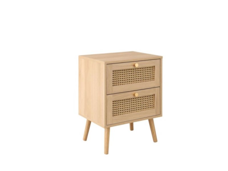 Birlea Croxley Rattan And Oak Finish 2 Drawer Bedside