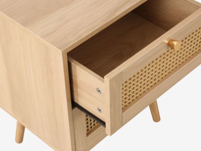 Birlea Croxley Rattan And Oak Finish 2 Drawer Bedside