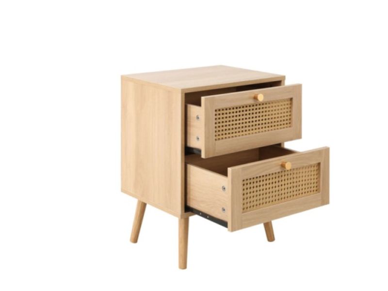 Birlea Croxley Rattan And Oak Finish 2 Drawer Bedside