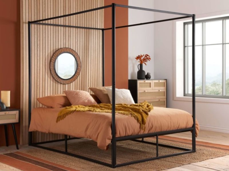 Birlea Farringdon 4ft6 Double Black Metal 4 Poster Bed Frame