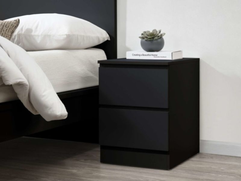 Birlea Oslo Black 2 Drawer Bedside