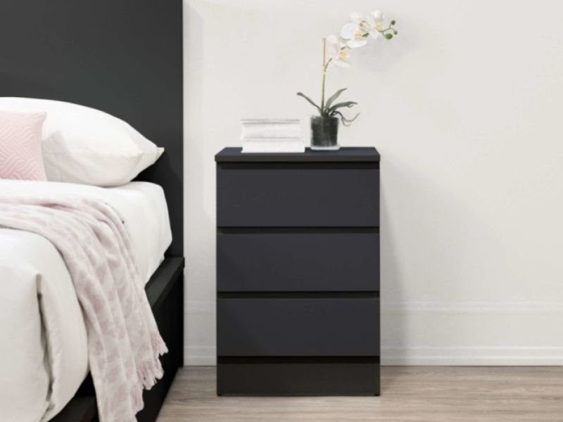 Birlea Oslo Black 3 Drawer Bedside