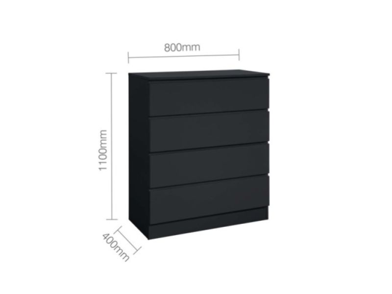 Birlea Oslo Black 4 Drawer Chest