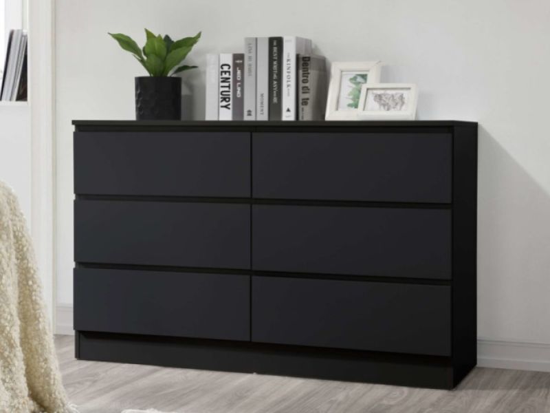 Birlea Oslo Black 6 Drawer Chest