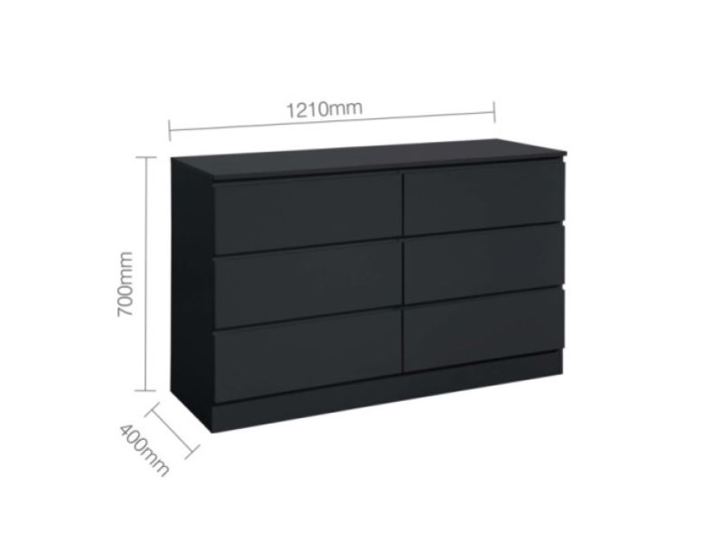 Birlea Oslo Black 6 Drawer Chest