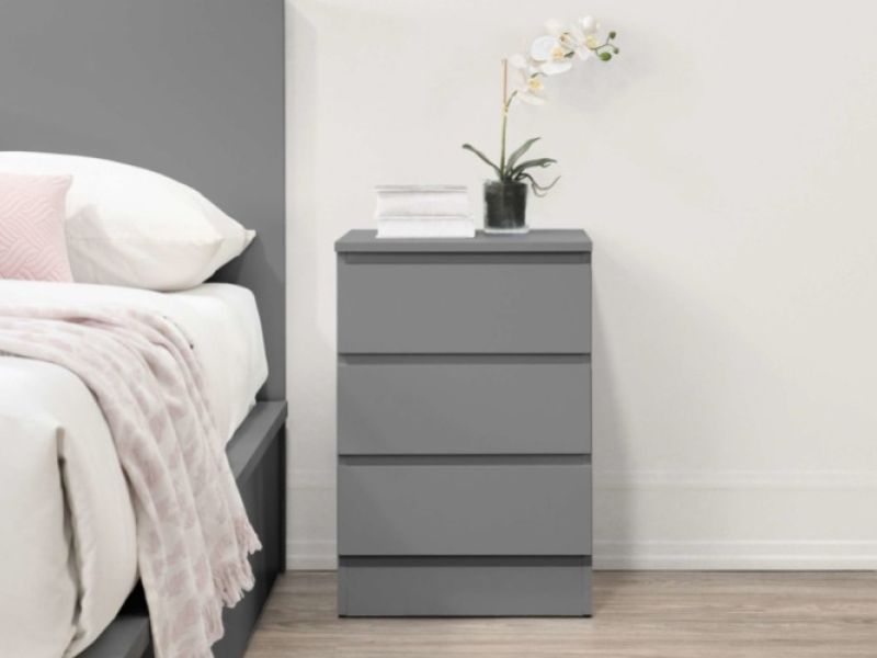 Birlea Oslo Grey 3 Drawer Bedside