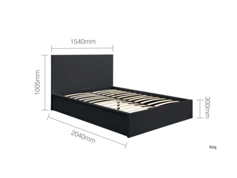 Birlea Oslo Black 5ft Kingsize Ottoman Bed Frame