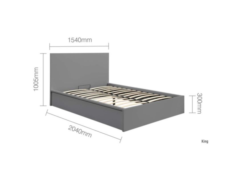 Birlea Oslo Grey 5ft Kingsize Ottoman Bed Frame