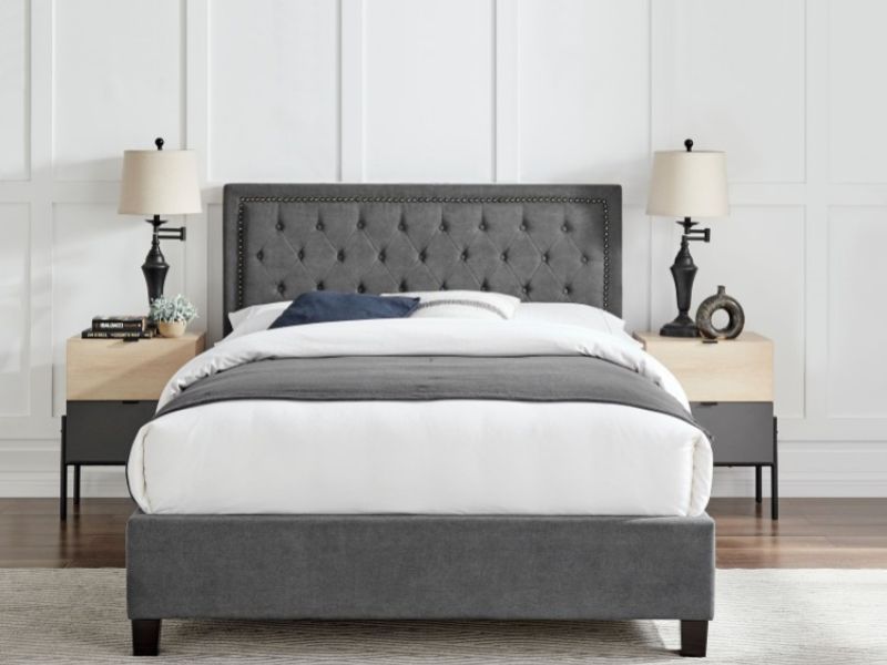 Limelight Rhea 4ft6 Double Dark Grey Fabric Bed Frame