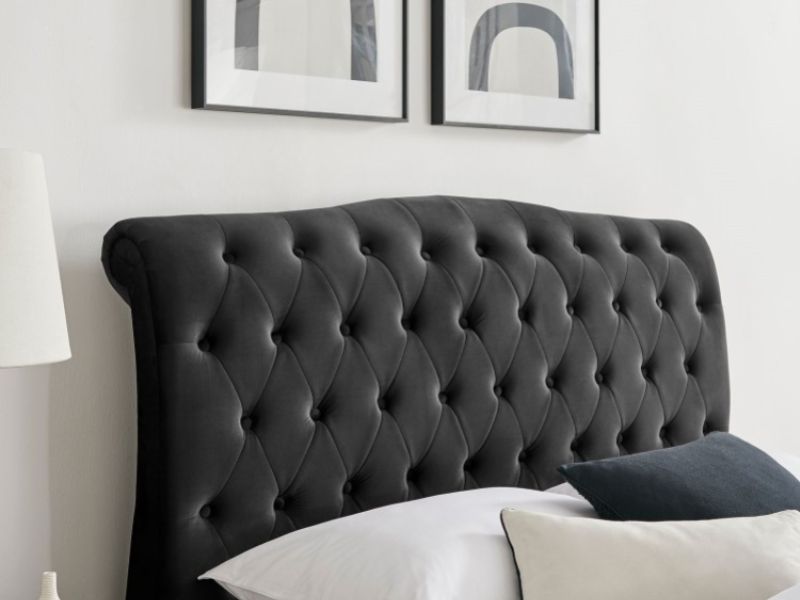 Limelight Rosa 3ft Single Black Velvet Fabric Bed Frame