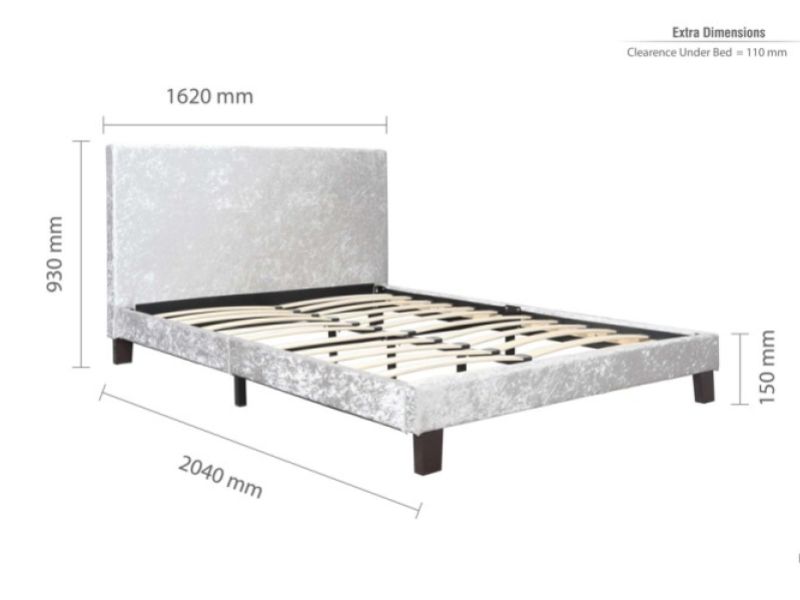 Birlea Berlin 5ft Kingsize Steel Crushed Velvet Fabric Bed Frame