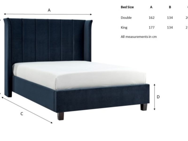 Limelight Polaris 5ft Kingsize Navy Blue Fabric Bed Frame