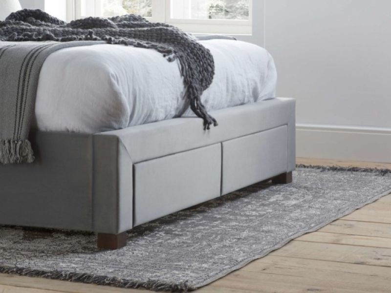 Birlea Hope 4ft6 Double Grey Velvet Fabric Bed Frame With Drawers