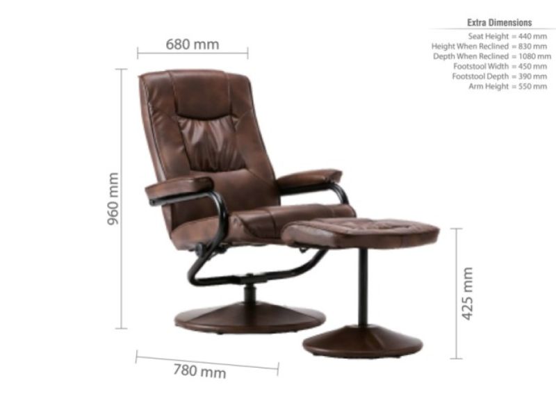 Birlea Memphis Tan Faux Leather Swivel Chair And Stool