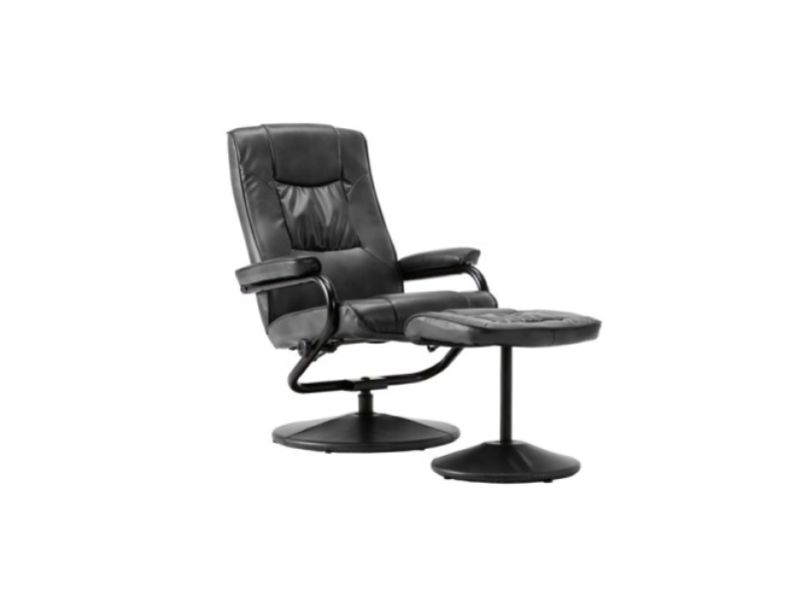 Birlea Memphis Black Faux Leather Swivel Chair And Stool