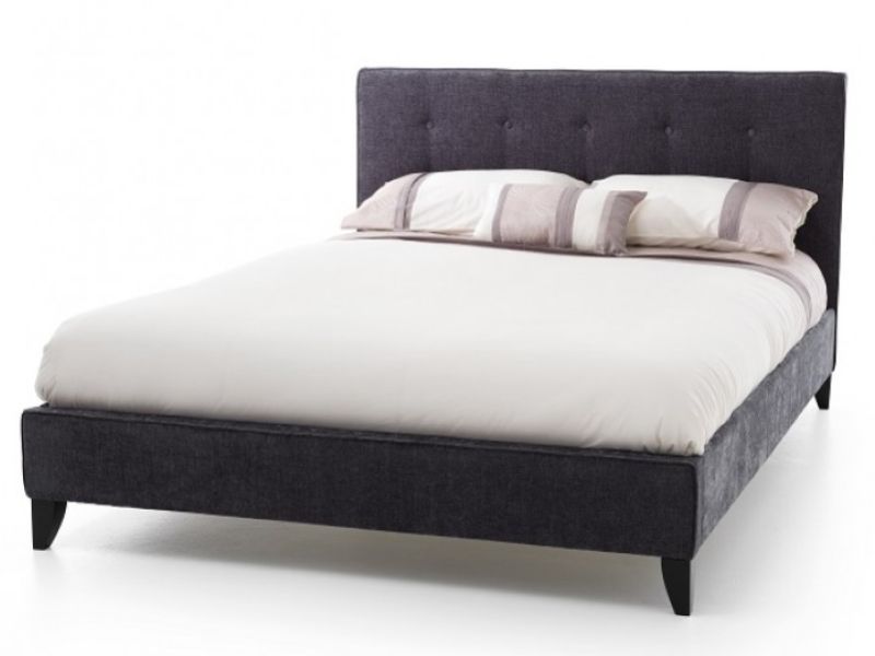 Serene Chelsea 6ft Super Kingsize Charcoal Fabric Bed Frame With Ebony Feet