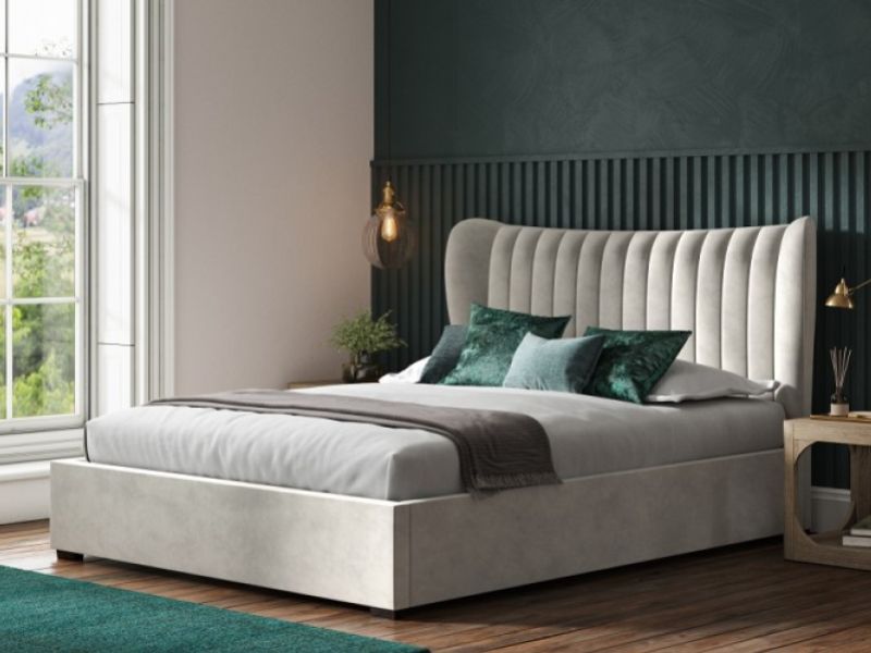 Emporia Harcourt 4ft6 Double Light Grey Velvet Fabric Ottoman Bed