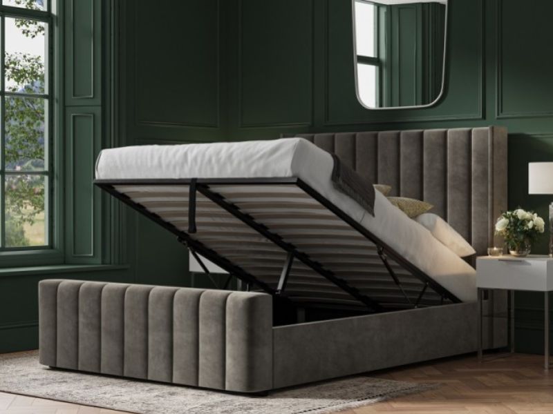 Emporia Kilworth 4ft6 Double Mid Grey Velvet Fabric Ottoman Bed