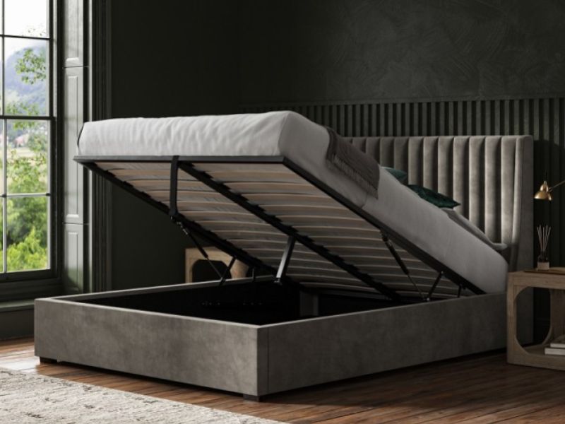 Emporia Bramcote 6ft Super Kingsize Mid Grey Velvet Fabric Ottoman Bed