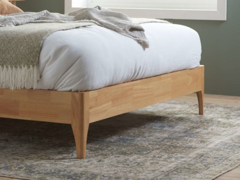 Birlea Halfden 4ft6 Double Wood And White Boucle Fabric Bed Frame