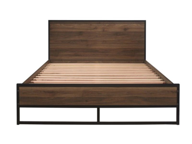 Birlea Houston 4ft Small Double Metal And Wooden Walnut Finish Bed Frame