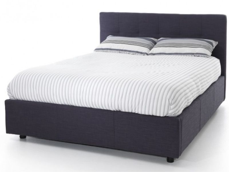 Serene Lucca 4ft Small Double Oxford Blue Fabric Ottoman Bed Frame
