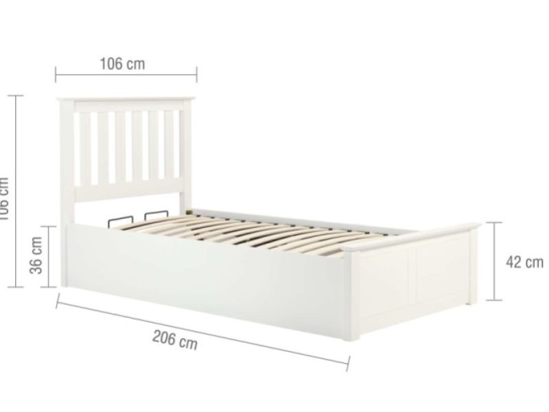 BUNDLE Birlea Phoenix 3ft Single White Ottoman Lift Wooden Bed Frame 4ft6 Emily And 4ft6 Atlas In Cream