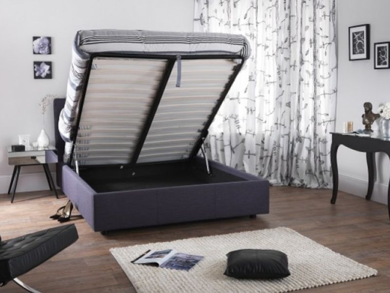 Serene Lucca 4ft Small Double Oxford Blue Fabric Ottoman Bed Frame