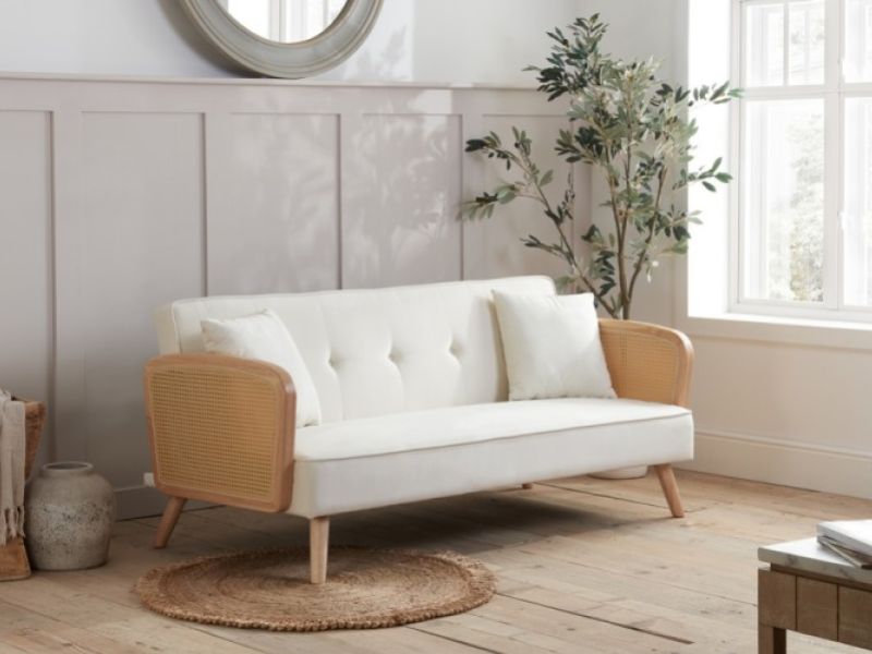 Birlea Mila Rattan And White Fabric Sofa Bed