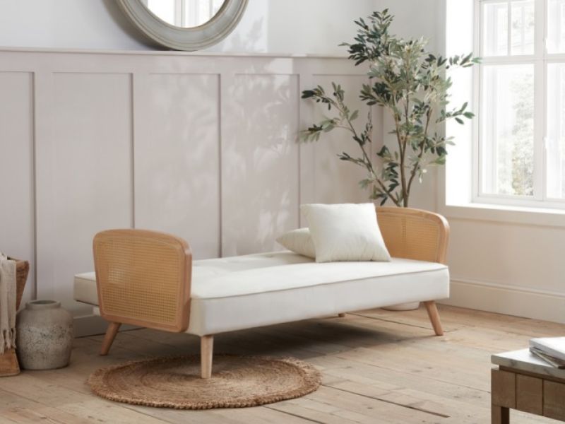 Birlea Mila Rattan And White Fabric Sofa Bed
