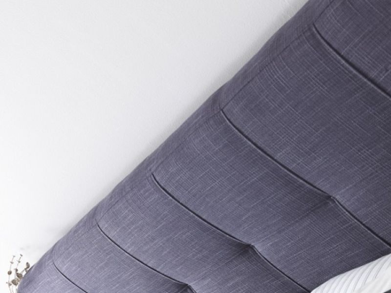 Serene Lucca 4ft Small Double Oxford Blue Fabric Ottoman Bed Frame