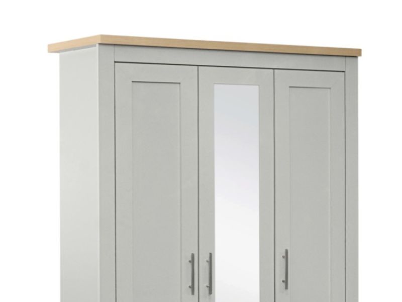 Birlea Highgate Grey And Oak Finish 3 Door Wardrobe With Mirror