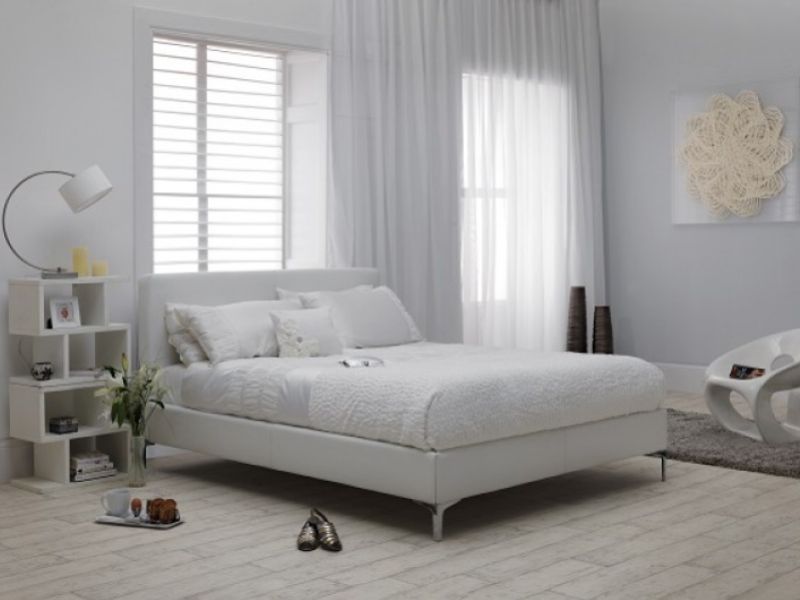 Serene Monza 4ft6 Double White Faux Leather Bed Frame