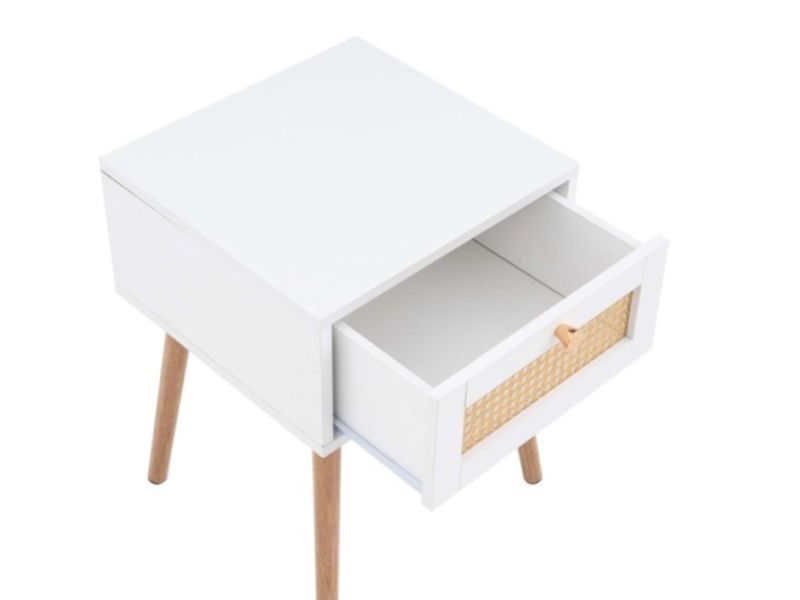 Birlea Croxley Rattan And White Finish 1 Drawer Bedside