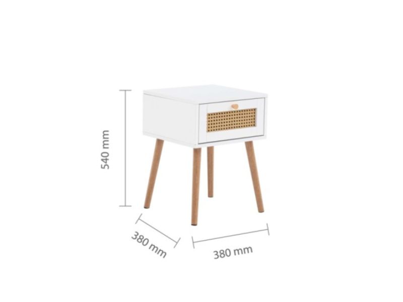 Birlea Croxley Rattan And White Finish 1 Drawer Bedside