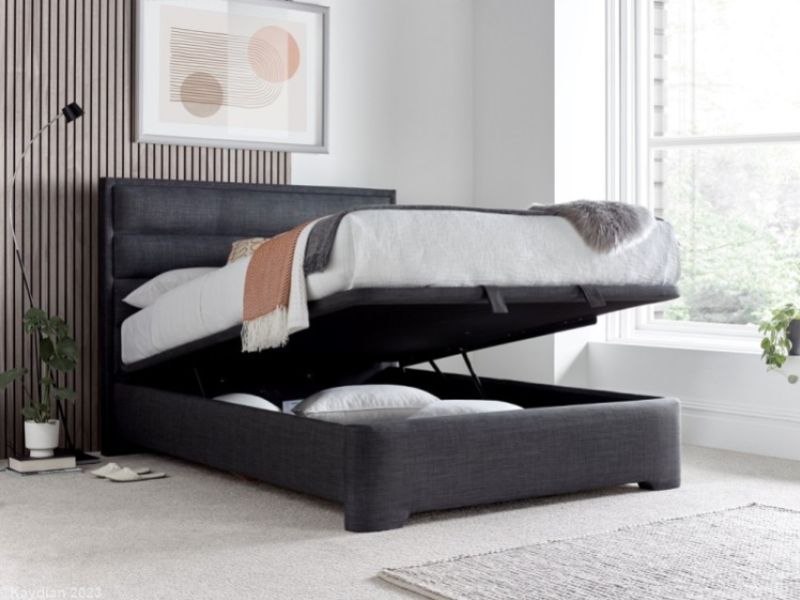 Kaydian Kirkby 5ft Kingsize Slate Grey Fabric Ottoman Storage Bed