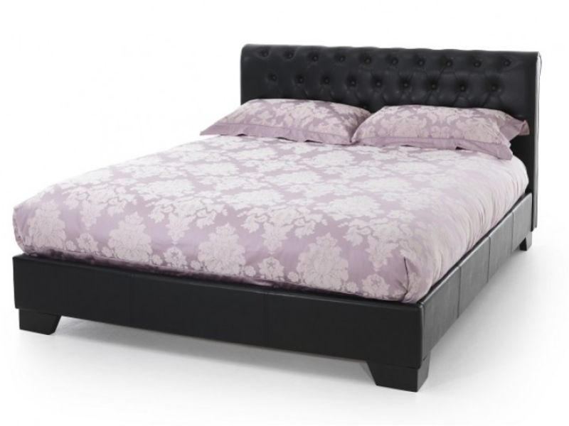 Serene Roma 4ft6 Double Black Faux Leather Bed Frame