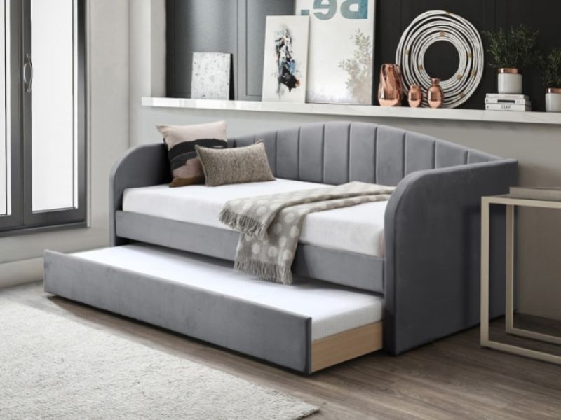 Flintshire Grey Fabric Day Bed With trundle