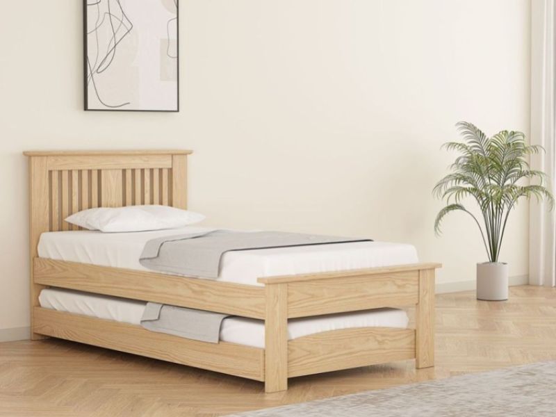 Flintshire Hendre 3ft Single Oak Finish Wooden Guest Bed