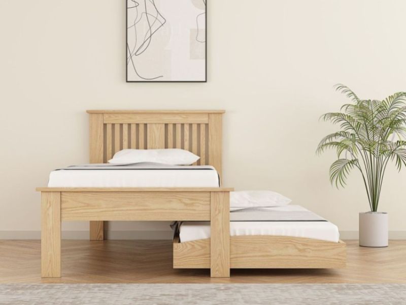 Flintshire Hendre 3ft Single Oak Finish Wooden Guest Bed