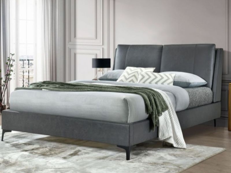 Flintshire Ashleigh 4ft6 Double Grey PU Leather Bed