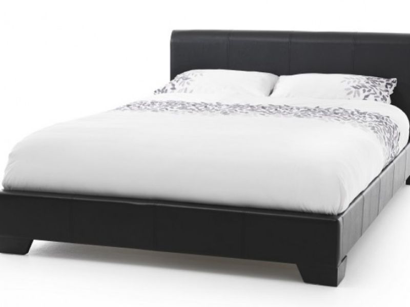 Serene Parma 4ft Small Double Black Faux Leather Bed Frame
