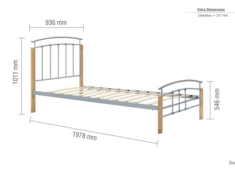 Birlea Tetras 3ft Single Silver Metal Bed Frame
