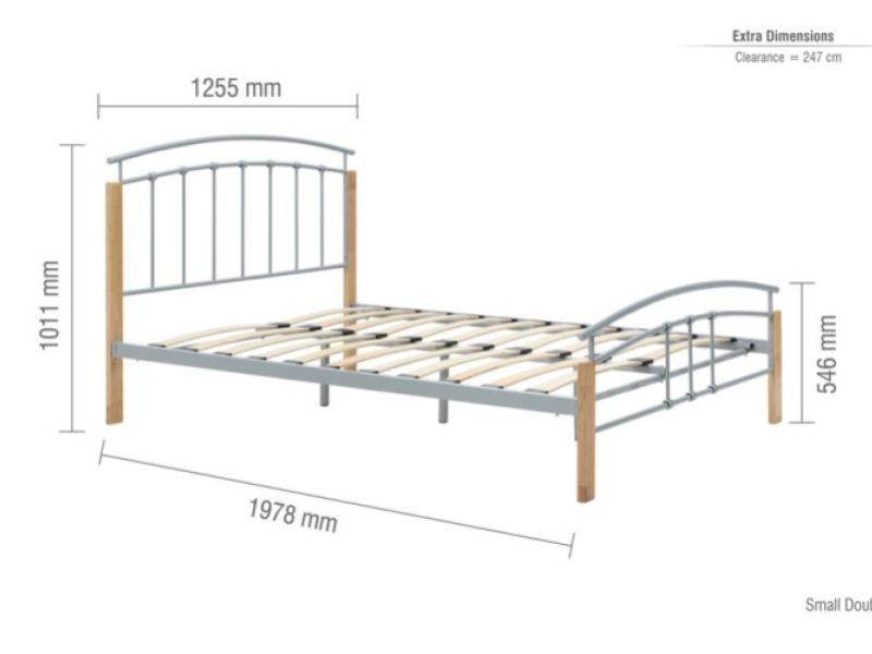Birlea Tetras 4ft Small Double Silver Metal Bed Frame