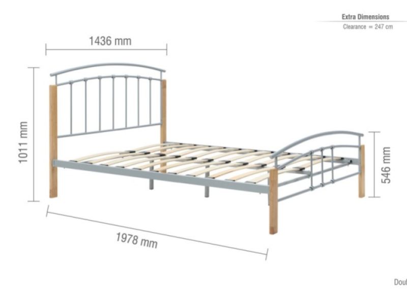 Birlea Tetras 4ft6 Double Silver Metal Bed Frame