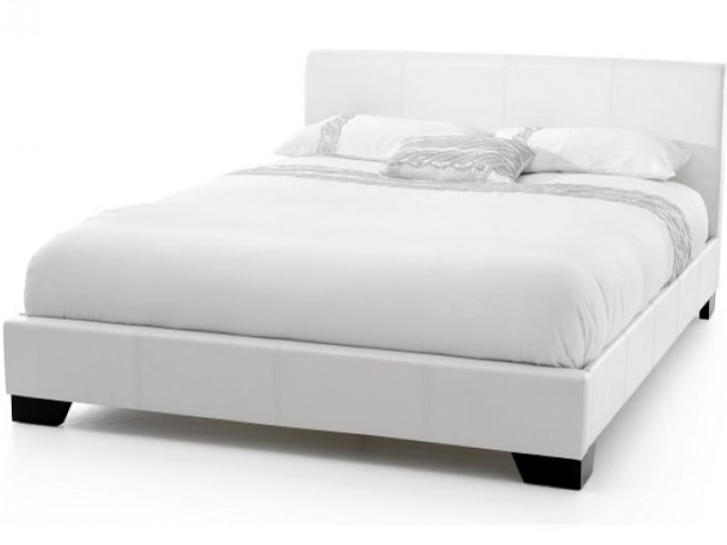 White Faux Leather Bed Frame, White Faux Leather Headboard Double