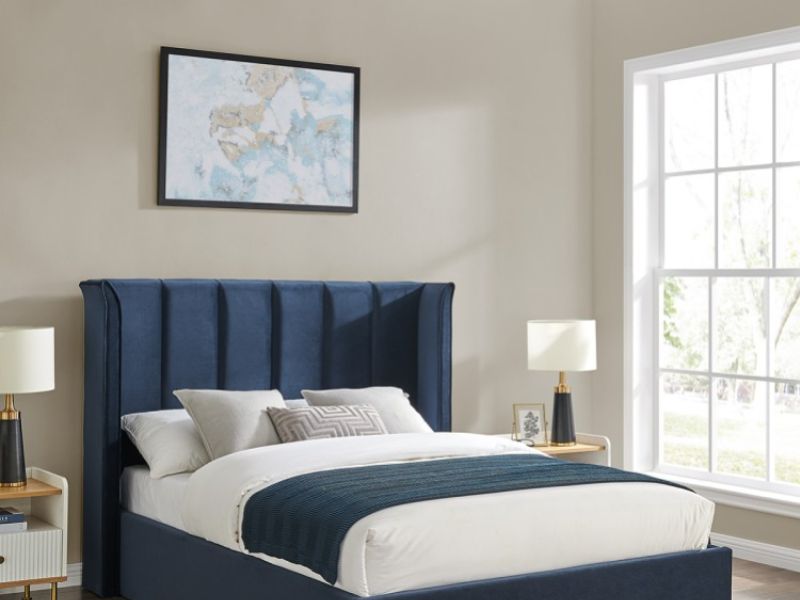 Limelight Polaris 4ft6 Double Navy Blue Fabric Ottoman Bed Frame