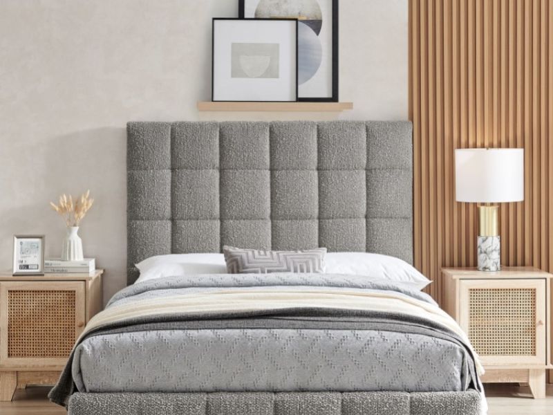 Limelight Starla Square 5ft Kingsize Dove Grey Boucle Fabric Bed Frame